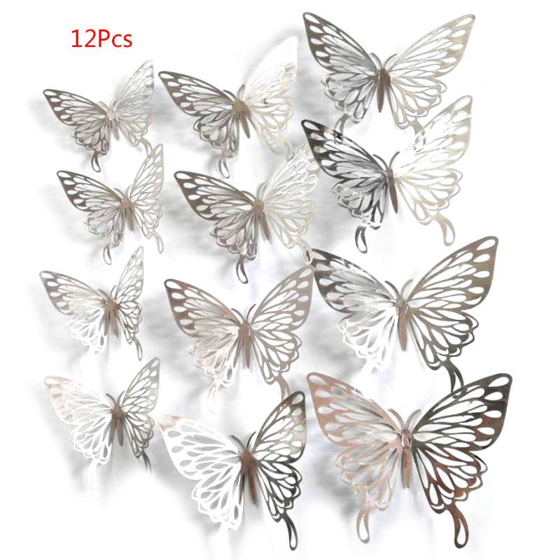 3D Vlinder Muurstickers Vlinder Muurstickers Voor Home Decor Diy Vlinders U2JC: Silver