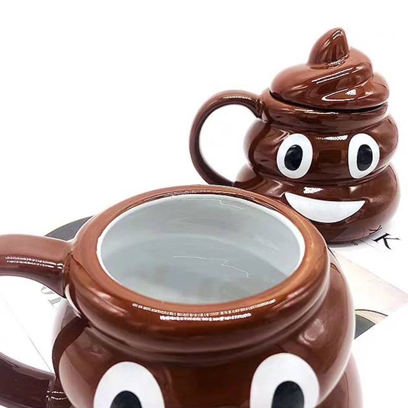 Cute Poop Mug Funny Ceramic Poop Water Cup with Lid Spoof Poop Coffee Cups Personality Wonderful Poop Cup Birthday