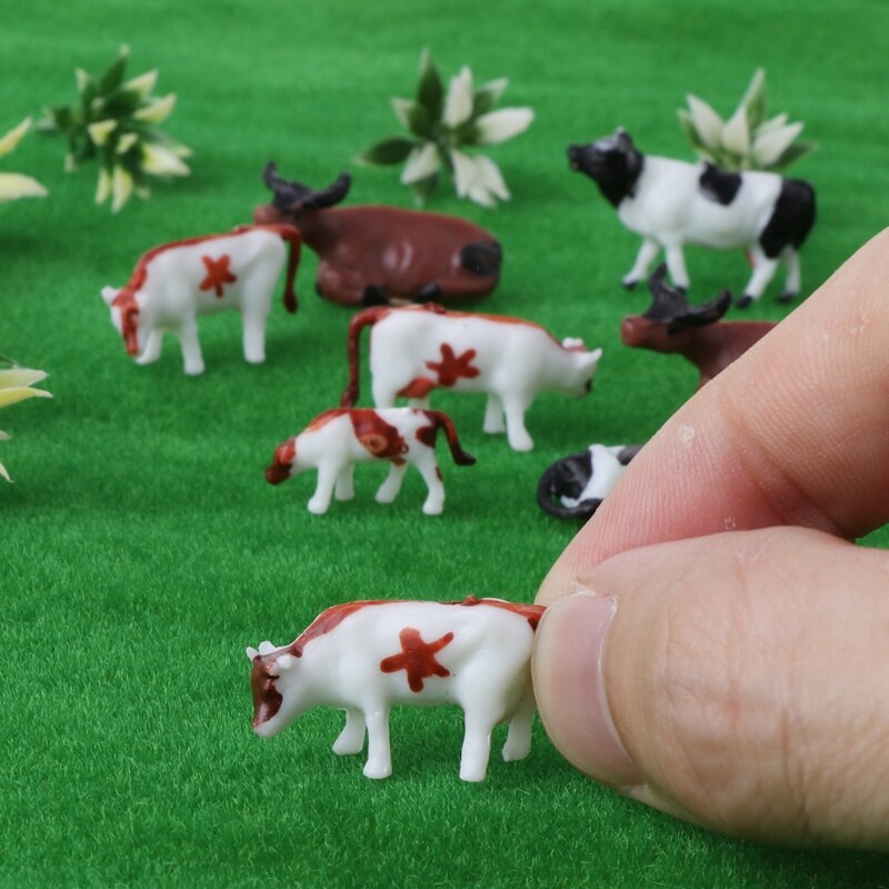 Maqueta de vaca colorida Diy, escala HO, juguetes de construcción en miniatura, 10 Uds.