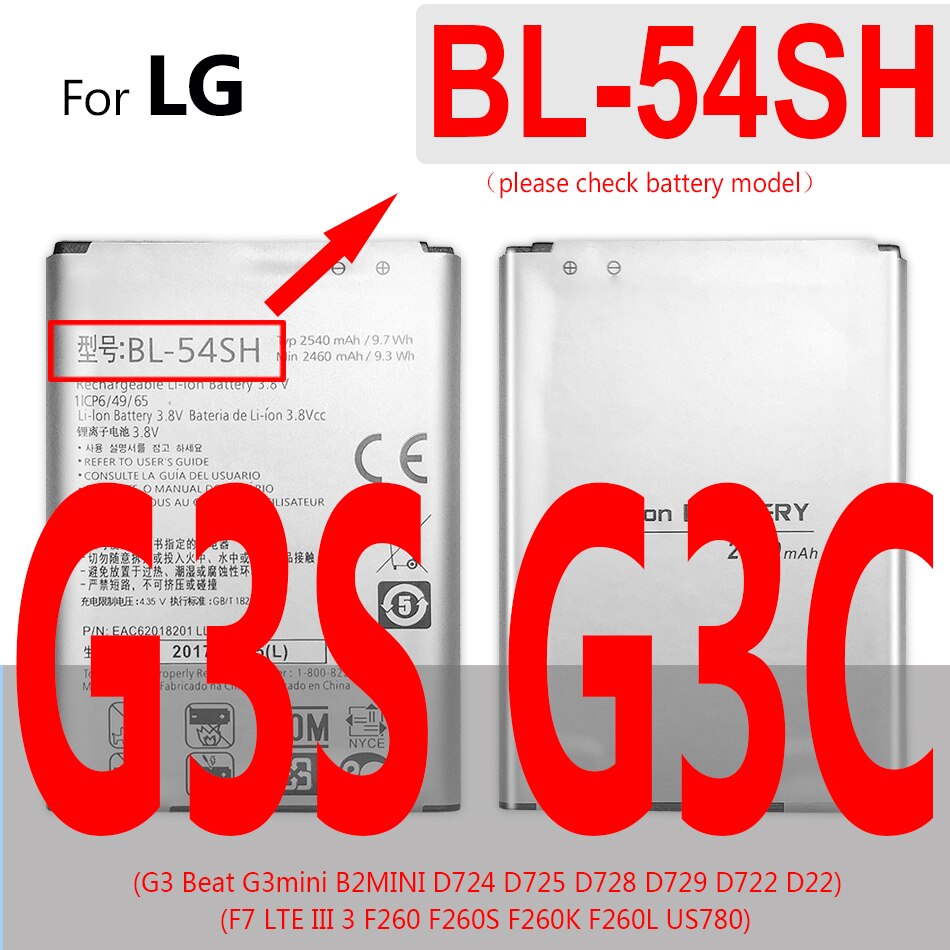 BL-47TH BL-48TH BL-53YH BL-54SG BL-54SH BL-59UH BL-T7 LGIP-400N Battery For LG Optimus G G2 G3 G3S G3C M/C/U/V/T/S/1 Pro 2 mini: BL-54SH