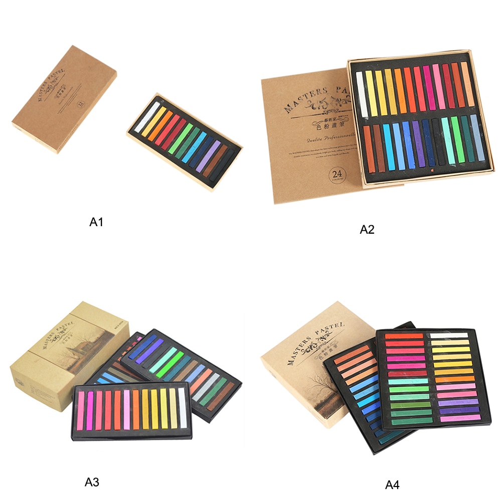 Crayones de colores Pastel suave 12/24/36/48 colores/Set de dibujo de arte tiza Color pincel de cera artículos de papelería para estudiantes