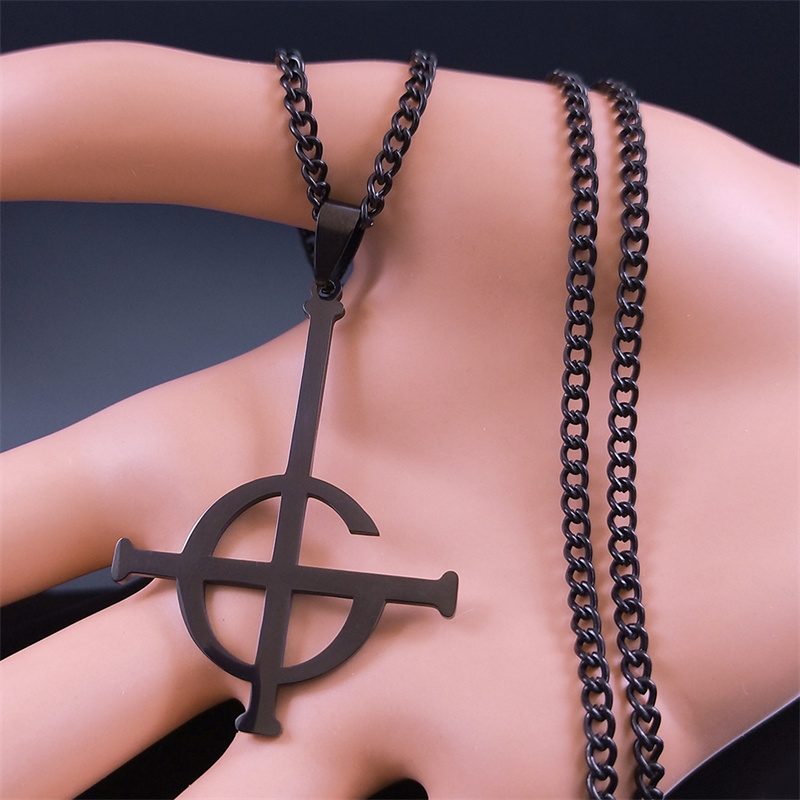 Collar con colgante sin nombre Ghost BC para mujeres y hombres, banda de Ghoul negra de acero inoxidable, cadena con símbolo de Papa Emeritus, joyería N643S06