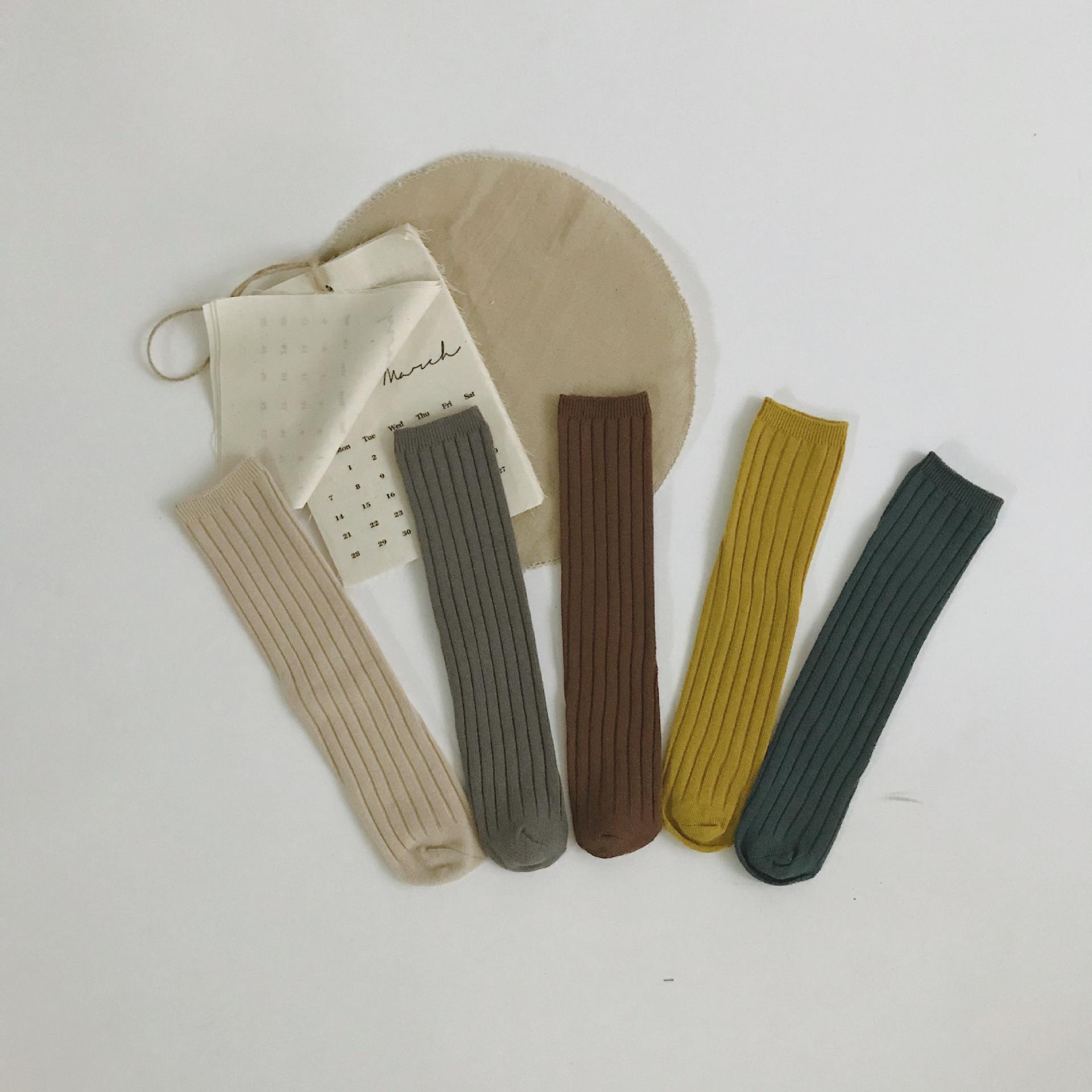 Chaussettes d'été tricotées en coton pour enfants de 5 à 6 ans, de couleur unie, pour bébés filles et garçons en bas âge, accessoires pour vêtements, paires/lot: F175-A
