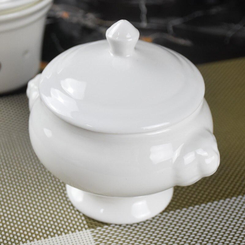 Hotel keramische servies Frans gebak bakken cup soep in een cup nest kom met cover stoofpot soep dessert