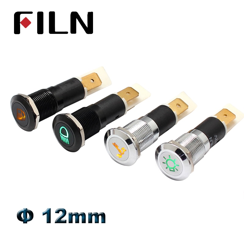 12mm waterproof metal led indicator light with car boat dashboard warning symbol led 12v 24v pilot lamp signal lamp