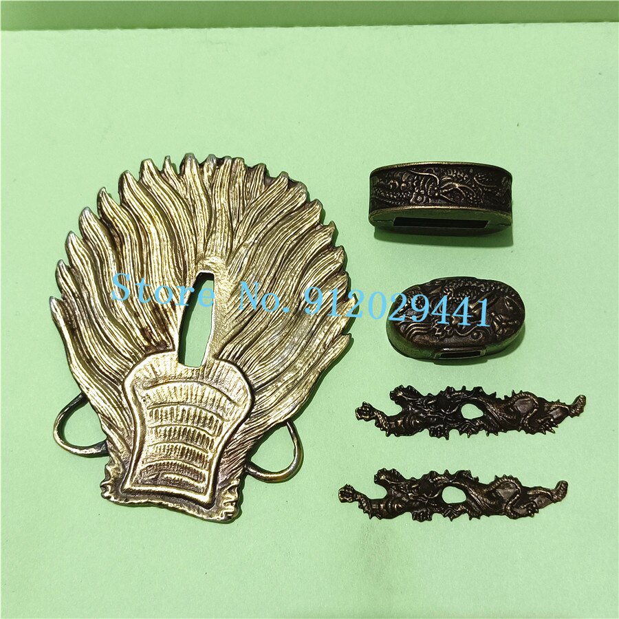 Dragon Tsuba Japanese Sword Guard for Katana/Wakizashi Fittings Set Tsuba+Menuki+Fuchi+Kashira Handle Accessories