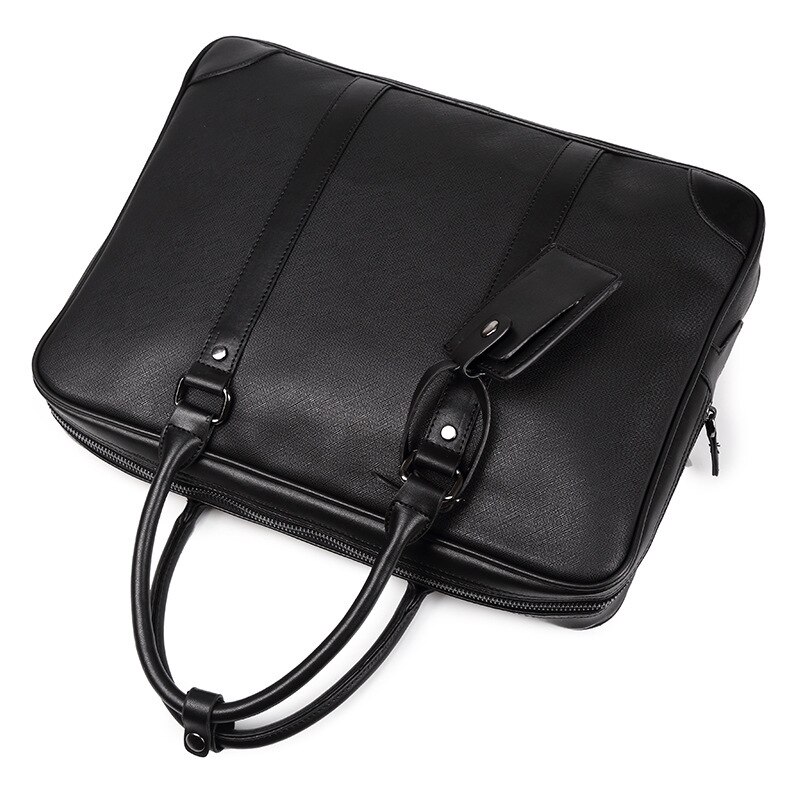 Business office Briefcase Men Soft PU Leather Handbag male Casual Computer laptop bag Black File Tote Classic Travel bags