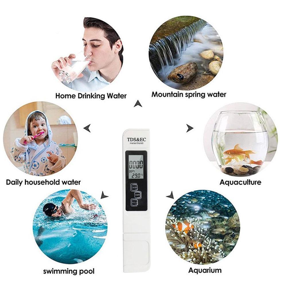 TDS Meter Digital Water Tester Digital 0.0-14.0 PH Meter Filter 0-9990ppm Aquarium TDS&amp;EC Tester LCD Water PPM Purity X8A7