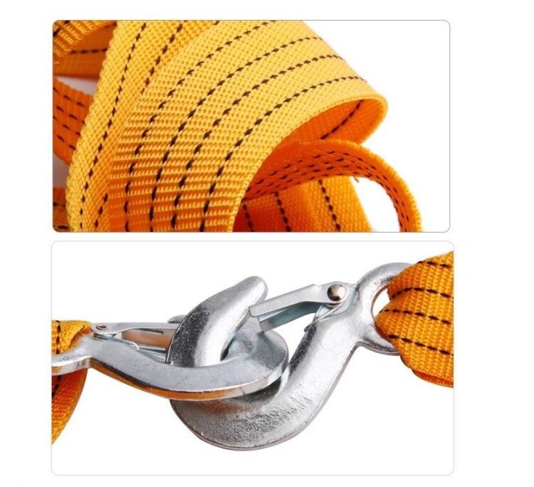 Car Tow Rope Strap Nylon 3M 3Tons Heavy Duty Self-Rescue Strap Belt Trailer High Strength Strong Hook Towing Cable for All Cars