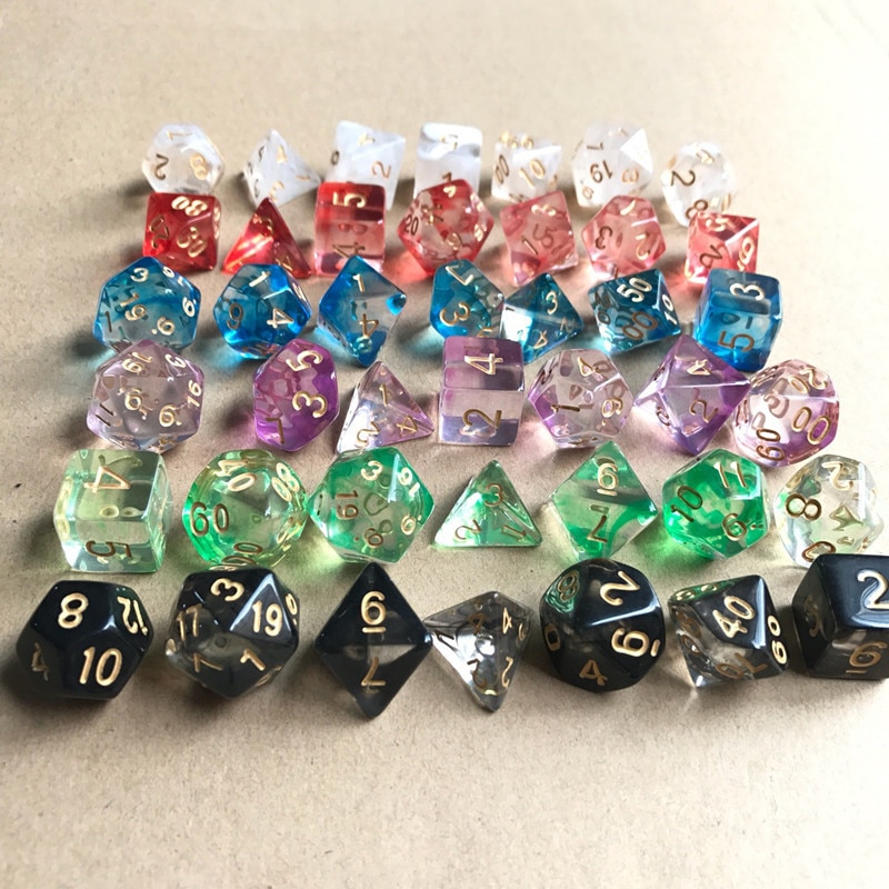 Lot de 7 dés à facettes D & d D4 D6 D8 D10 D % D12 D20 pour jeux de société, ensemble de dés polyédriques TRPG,