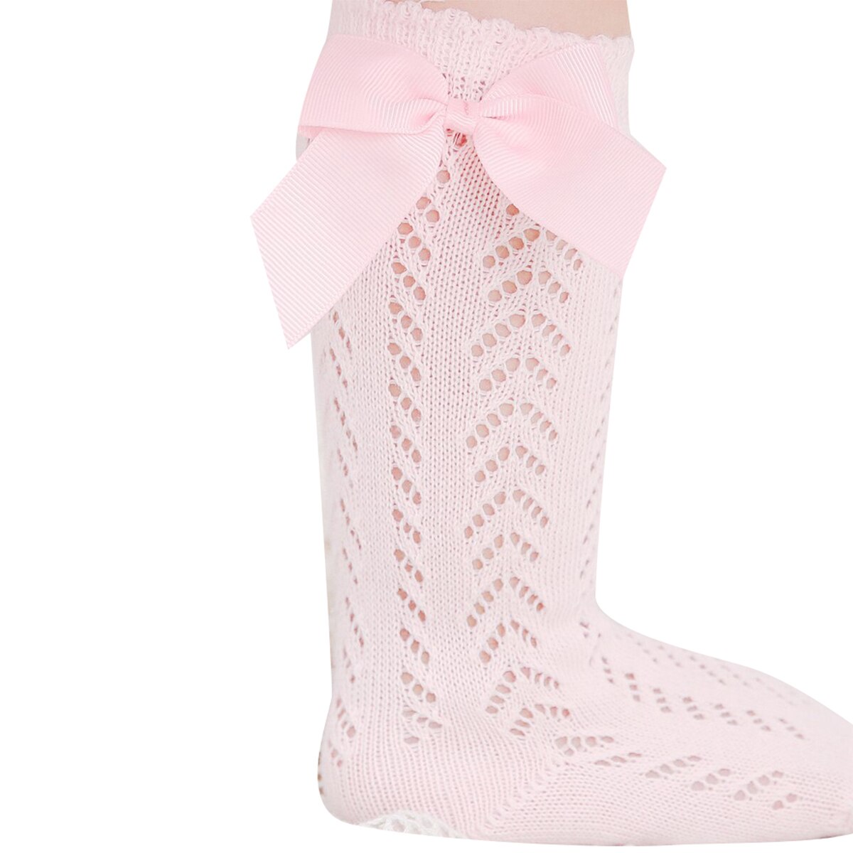1 Paar Baby Baby Meisjes Solid Cotton Mesh Been Warmer Sokken Boog Knoop Leuke Soft Knie Hoge Baby Peuter Kinderen meisje Sokken 0-3Y: Roze / 24M