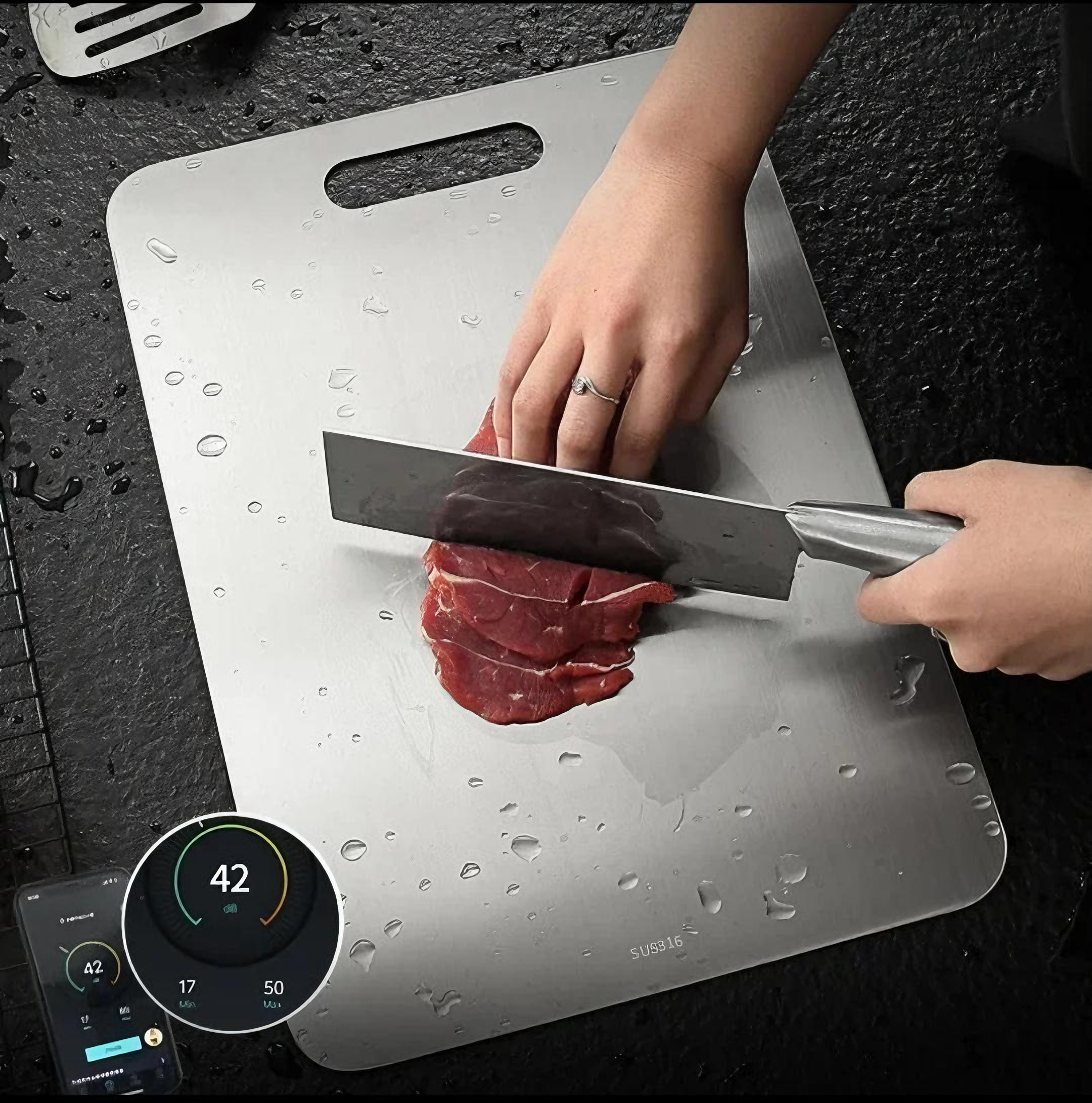 Panneau et planche à découper en acier inoxydable 316, planche à découper épaisse Double face pour la cuisine et la maison, bloc de pâte à pétrir