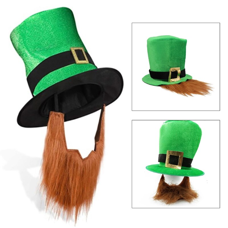 Dzień świętego patryka zielony kapelusz kostium krasnoludek szczyt czapka uroczystość karnawał rekwizyt czapki imprezowe z brodą