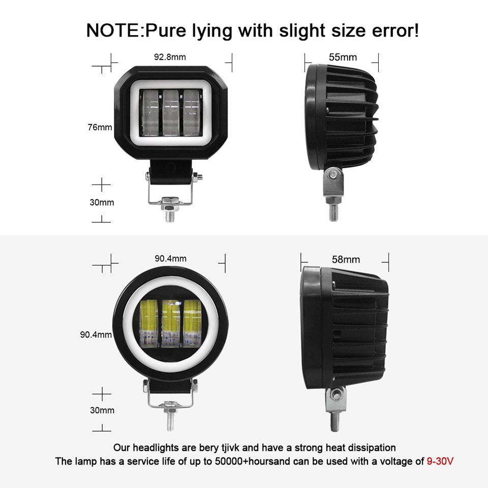 Nlpearl lysstang/arbejdslys 6d linse led angel eyes tågelygter led arbejdslys bar til 4 x 4 offroad lastbil båd atv led bar 12v 24v