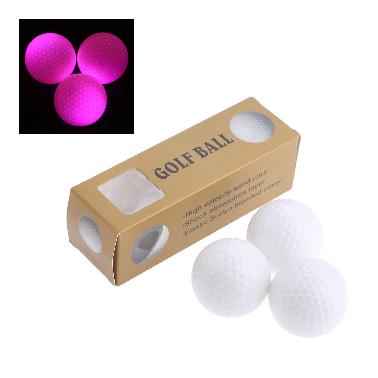 Surlyn 12pcs/Box LED Golf Balls Night Training Constant Shining Two Layer Golf Practice Balls With 6 Color For Choice 42.6mm Dia