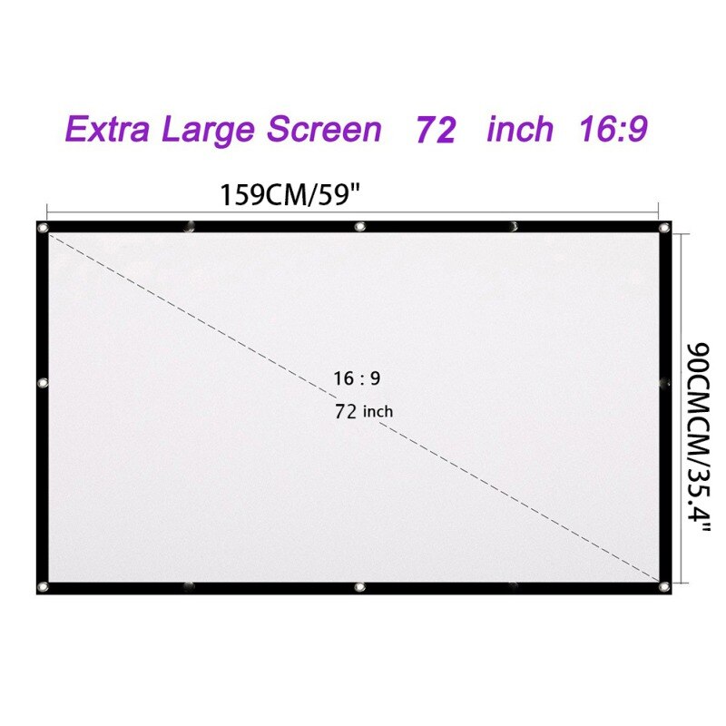 Portable Projector Screen 120 Inch 16:9 HD Folding Indoor Outdoor Movie Screen Gaming Office Home Cinema Projector Screen: 72 inches