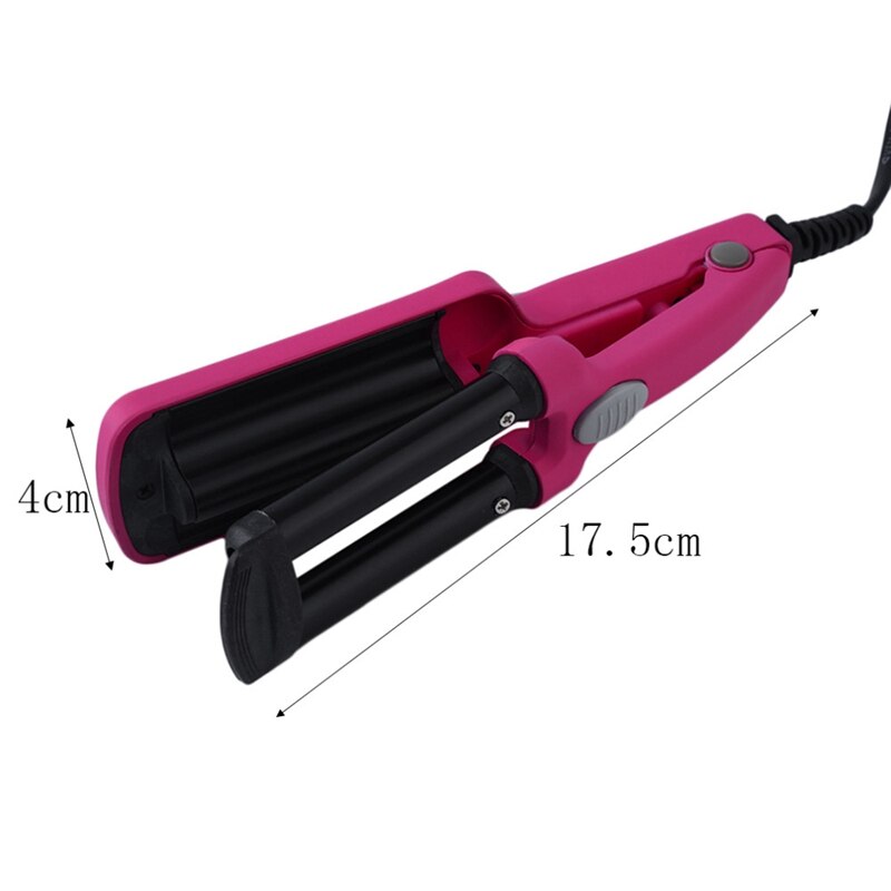 White Uk Plug Mini Ceramic Hair Crimper Curler Curling Iron Tong Waving Wand Roller Salon