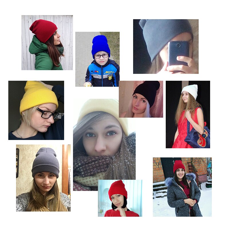 Bomullsblandningar mjuka mössor män utomhus slarvig varm skidstickad mössa kvinnlig vinterhuva hip hop vanlig dammössa
