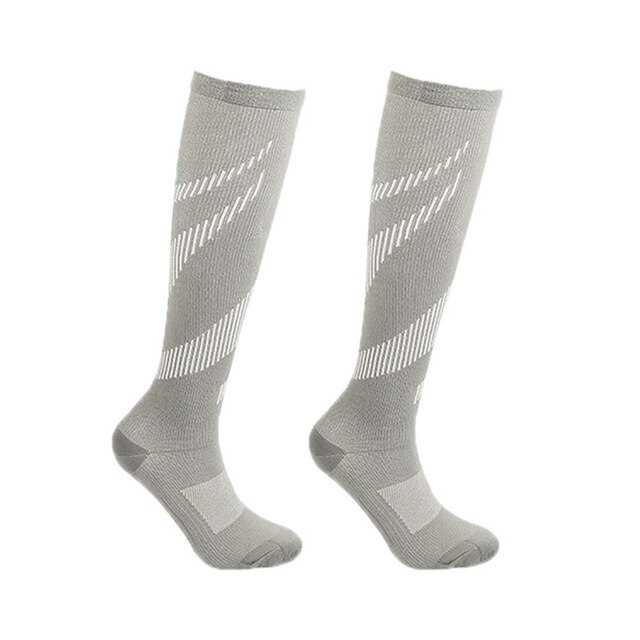 Unisex Socks Compression Stockings Pressure Varicose Vein Stocking Knee High Leg Support Stretch Pressure Circulation: WYS041-gray / L-XL