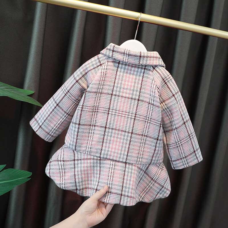 Hoogte 80-120cm herfstmeisje temperament koreaanse wollen jas modieuze kinderkleding trend