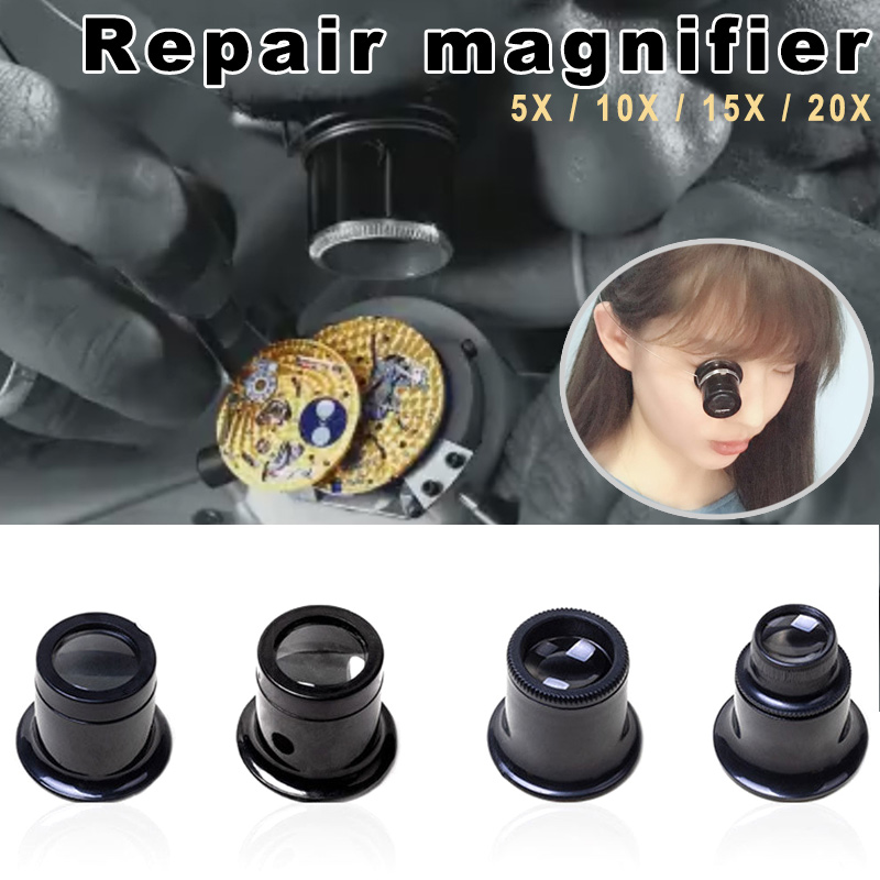 Watch Repair Magnifier Jewelery Magnifying Glasses 5X 10X 15X 20X Dual Eye Loupe Lens Microscope LXH