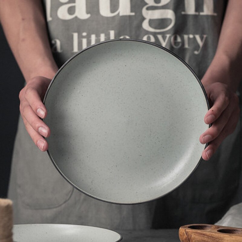 Japanese Retro Tableware Ceramic Dinner Plates Stoneware Hand-painted Plate Handmade Dishes Household Kitchen Dish Dinnerware