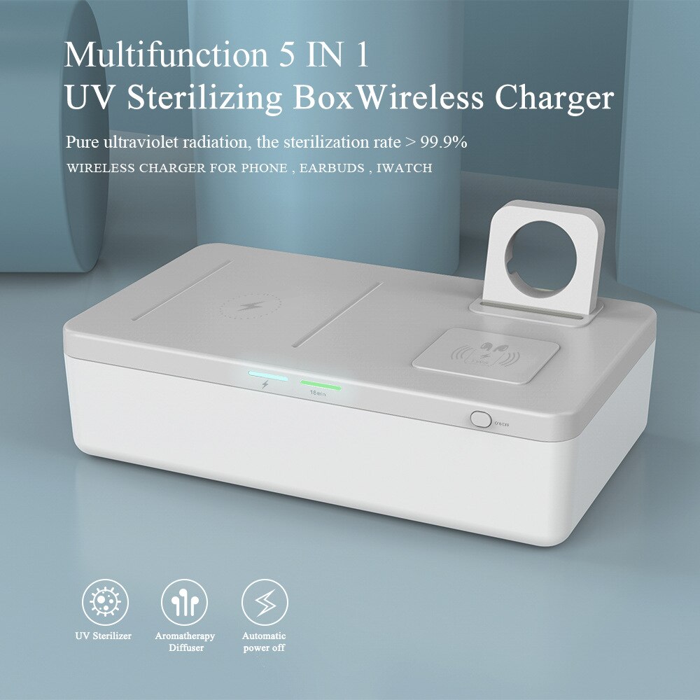Three in one 15W fast charging Wireless charger UV disinfection box multifunctional disinfection box