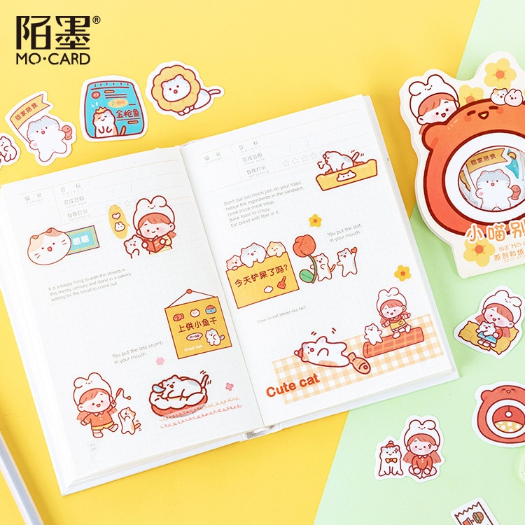 40 stuks/pak konijnengroep briefpapier stickers afdichtingslabel reissticker scrapbook dagboek planner albums decoraties doe-het-zelf