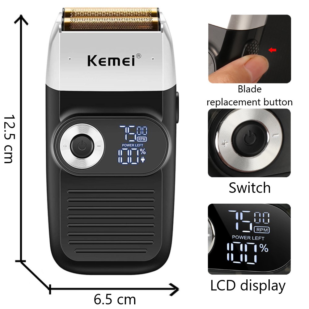 Kemei-Afeitadora eléctrica Original para hombres, máquina de afeitar potente para Barba y pelo, cabeza de baldas, acabado, se desvanece