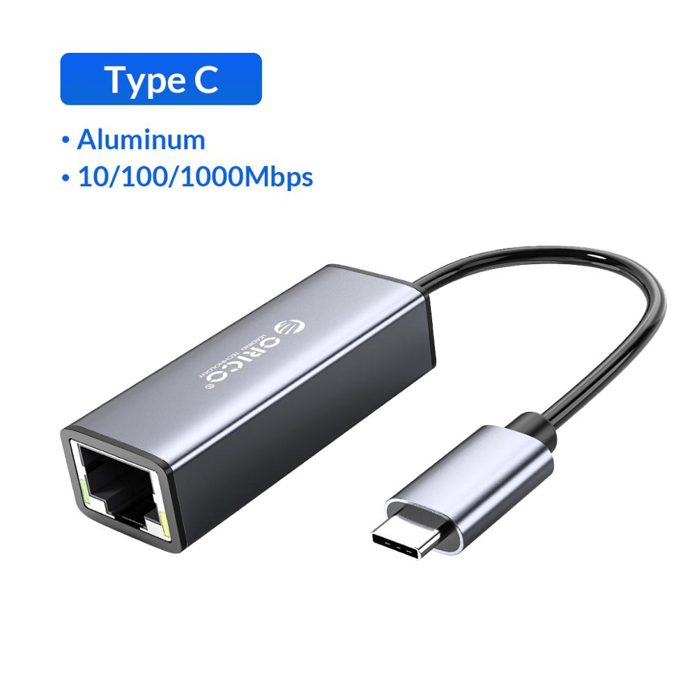 Orico Lan Netwerkkaart USB3.0 Ethernet Passen Type C Naar RJ45 Gigabit Externe Netwerkkaart Voor Mac Windows 10 Pc xiaomi: Type C