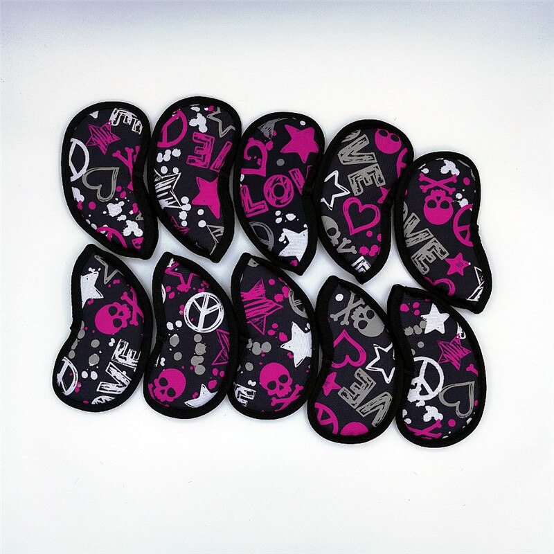 9pcs/lot Skull Golf Iron Head Covers Individuality PU Golf Irons Set Covers #4-9PAS 6 Colors For Man Women