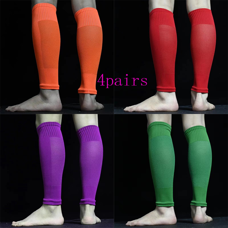 Chaussettes de Football respirantes sans pieds, protège-tibia professionnels, jambières fixes, paquet de pieds pour protéger le mollet, 2023: violet