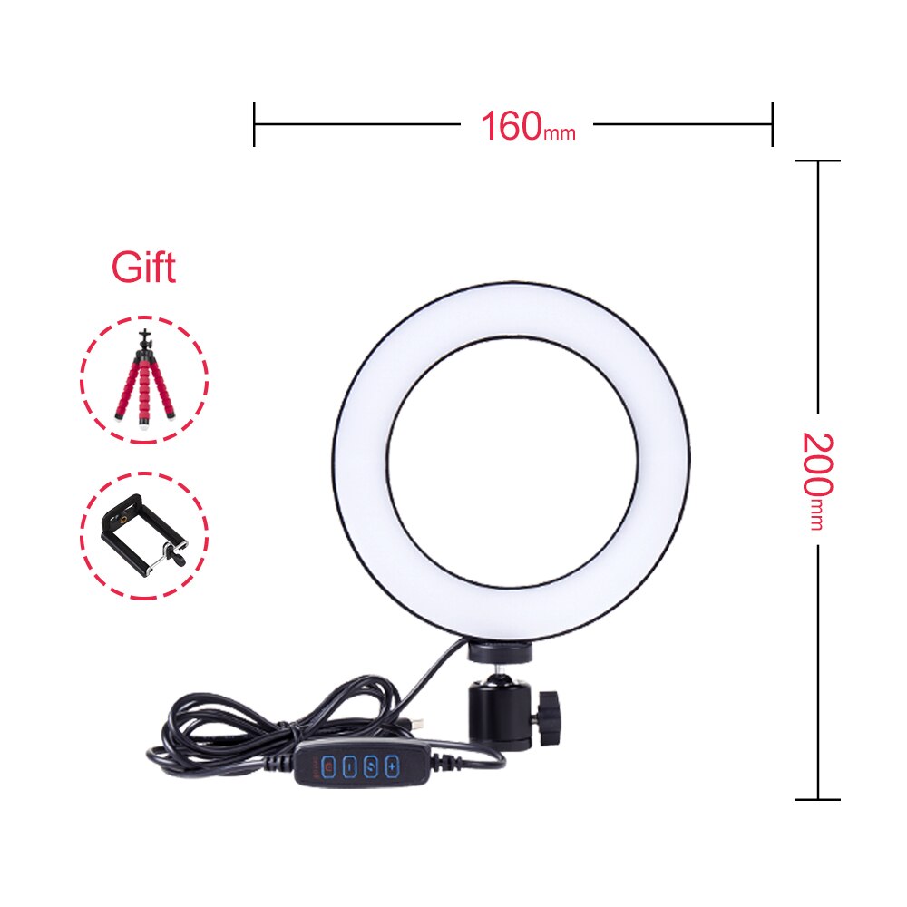 Yizhestudio 6"/10" Ring Light Dimmable LED Selfie Ring Lights for Live Studio Makeup Photography with Free Tripods Phone Clip: White