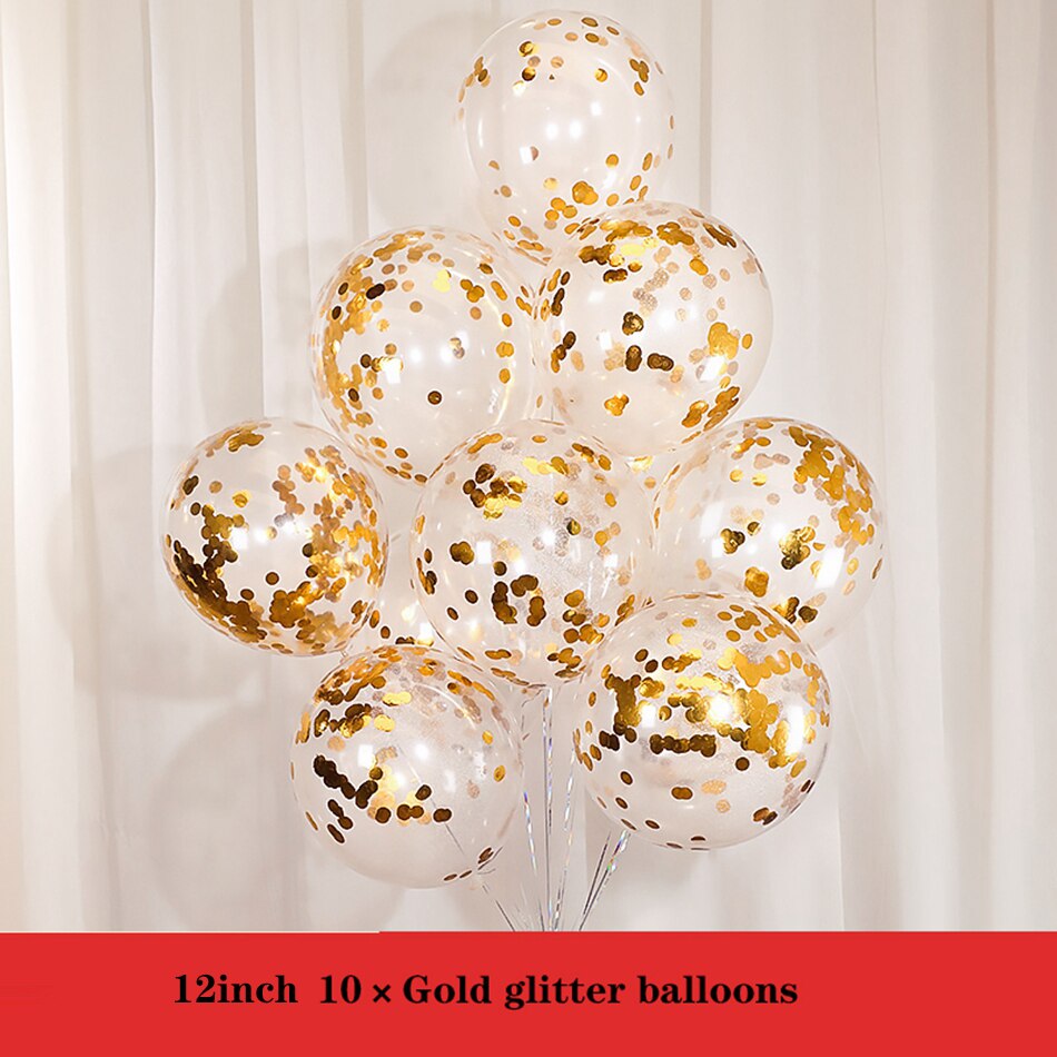 10pcs 10inch Matt Red Pomegranate Latex Balloons Birthday Party Decorations Kids DIY Double Balloons Year's Wedding Decor: Golden confetti