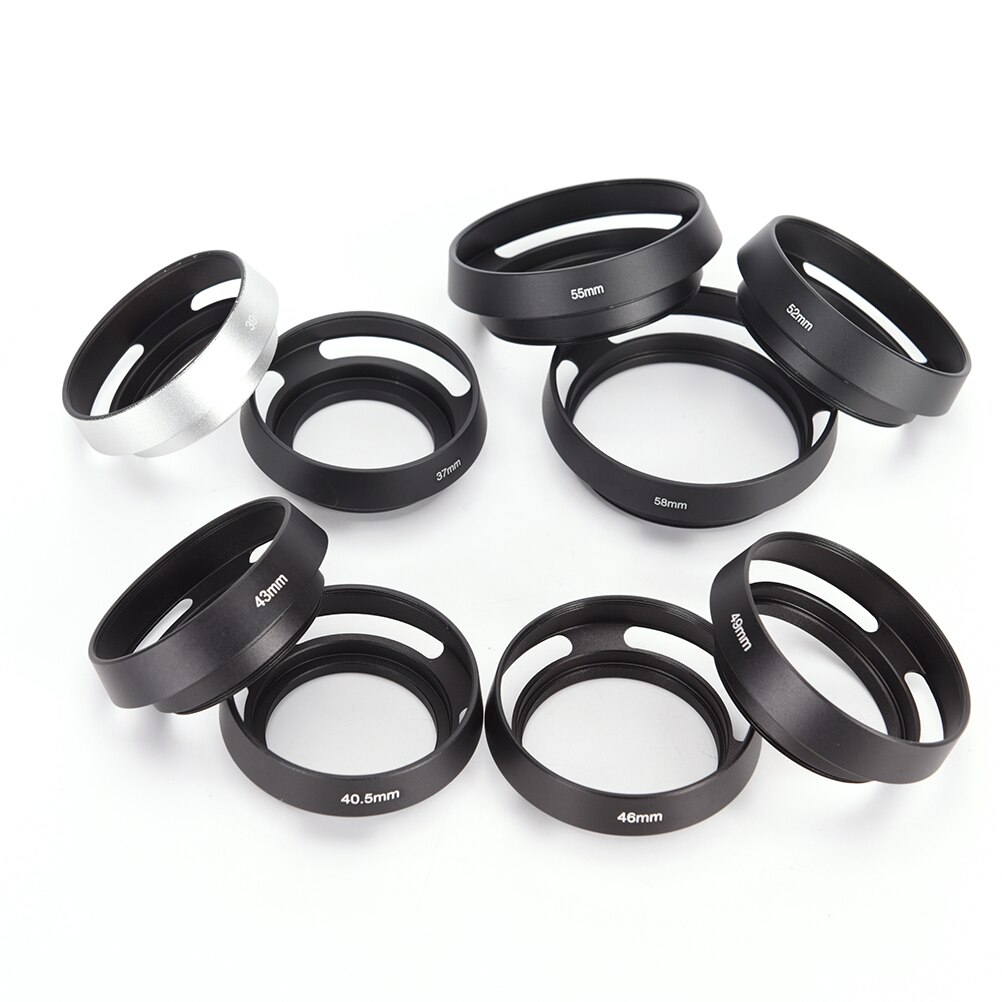 37 39 40.5 43 46 49 52 55 58Mm Black Geventileerd Gebogen Metalen Camera Zonnekap Voor Leica M voor Pentax Voor S & Ny Voor Olympus