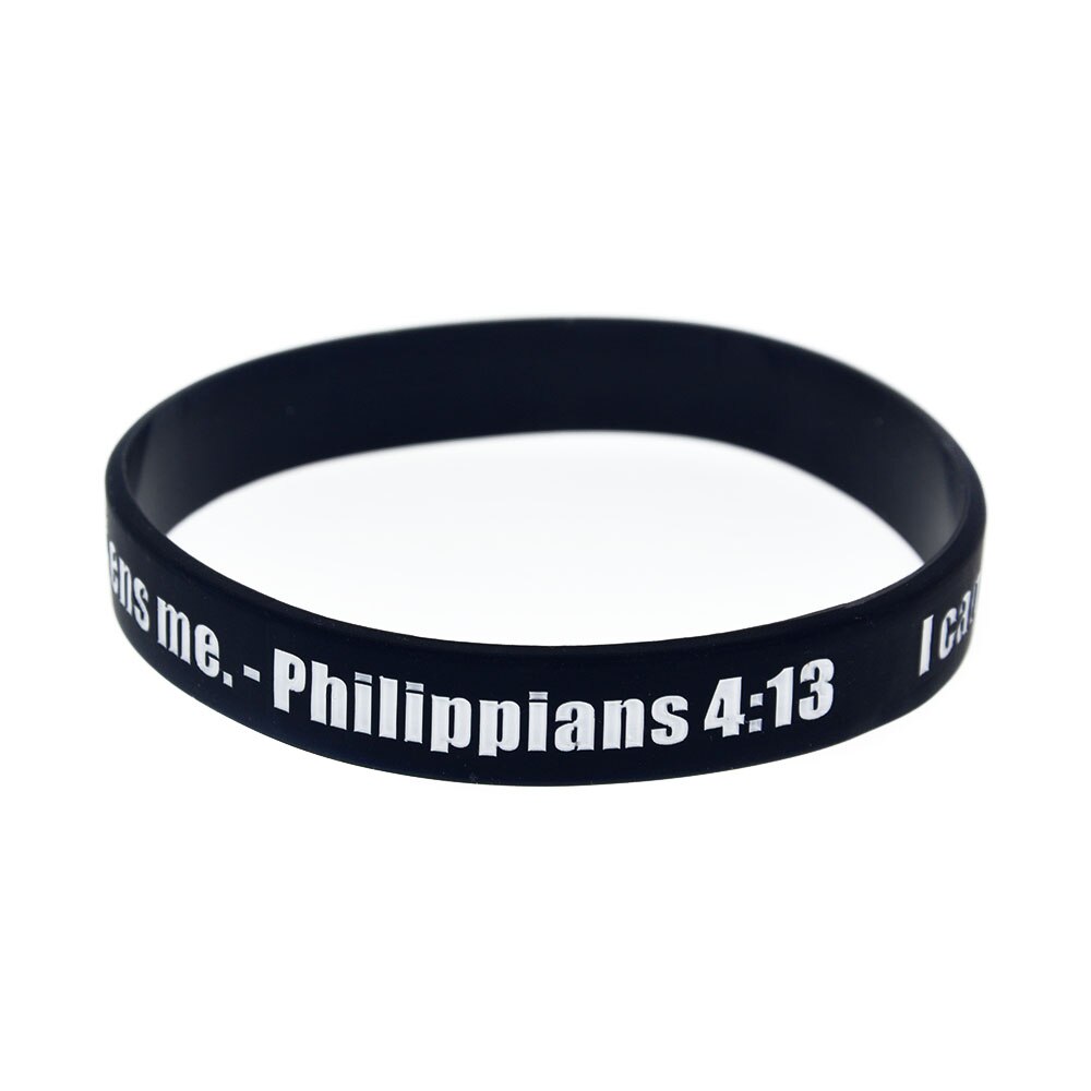 OBH 1PC I can do all things through christ who strengthens me Silicone Bracelet for Religion Faith