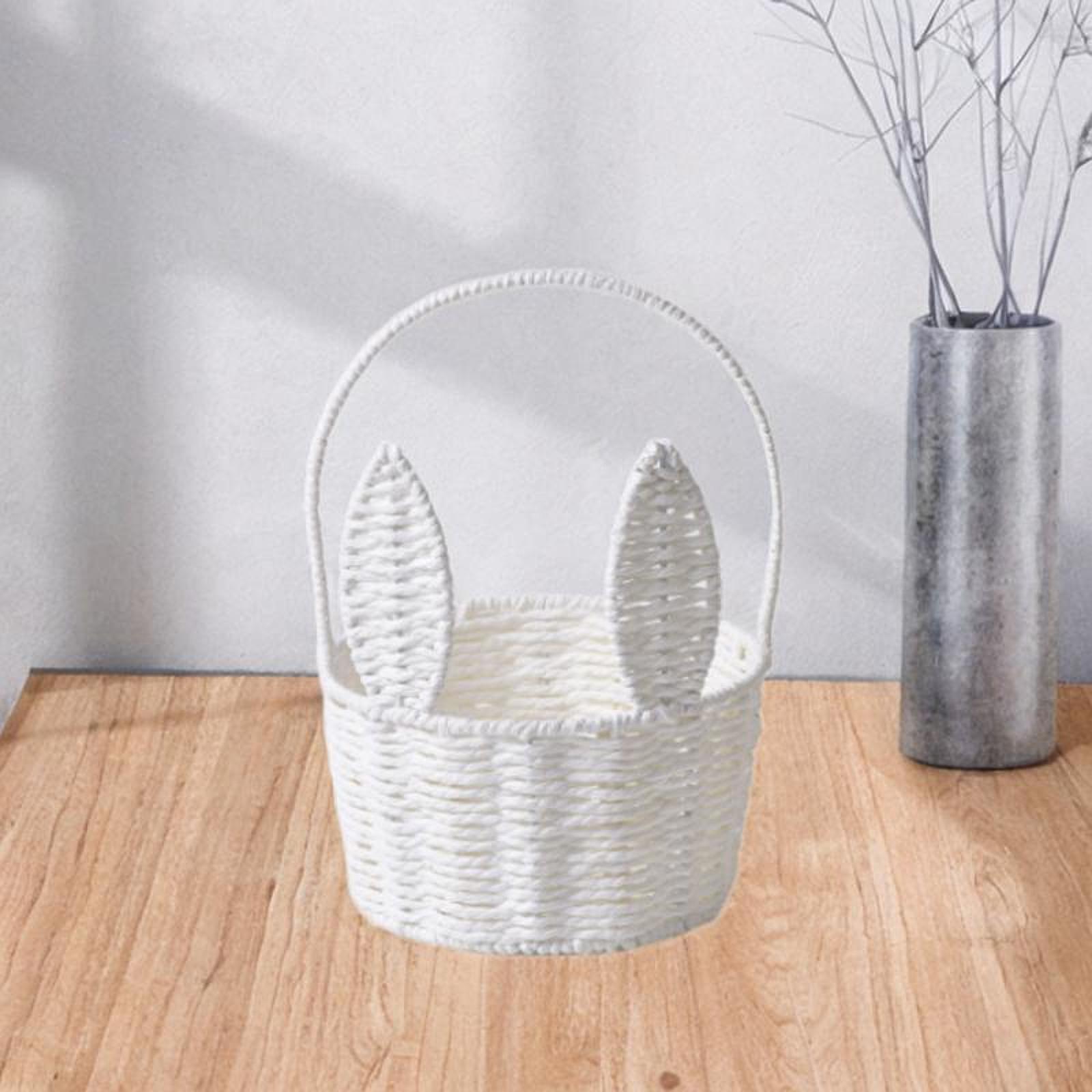 Cesta de conejito de Pascua con asa, cesta de flores tejida, cesta de huevos de Pascua, cesta de flores para niña para el hogar, jardín, cocina, Camping, vacaciones