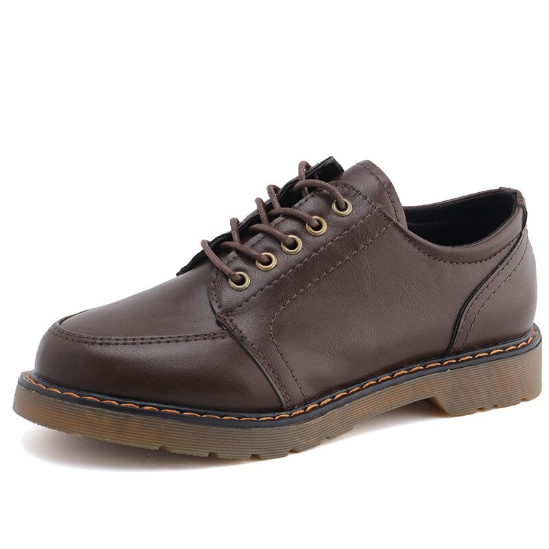 Damskor retro brogues oxford skor kvinna vår höst läder oxfords fyrkantiga lågklackade fritidsskor män plus storlek 35-43