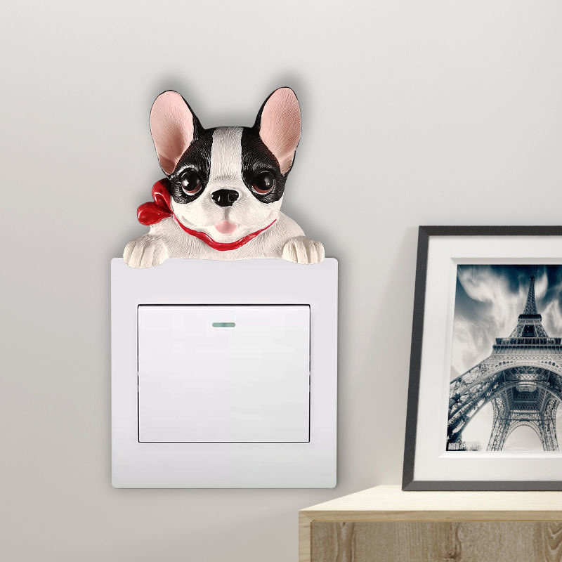 Home Decoratie Cartoon Dier Schakelaar Stickers Muursticker Schakelaar Beschermhoes Pegatinas Interruptores De Luz Muur Decor: black eyes dog