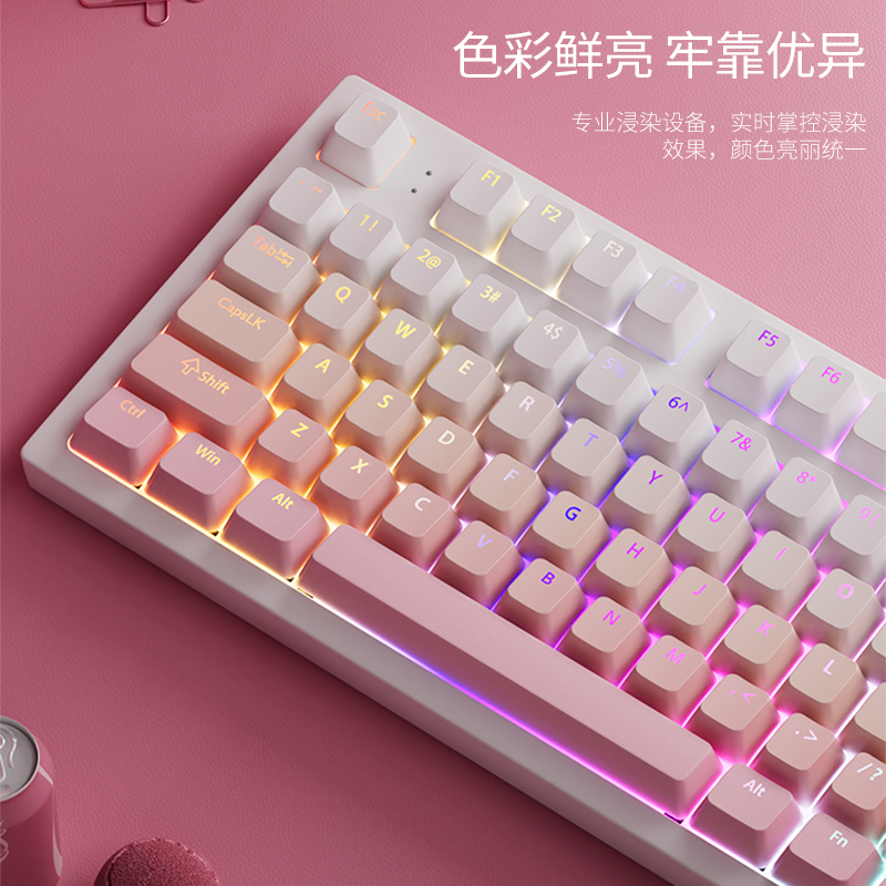 132 Tasten RGB-Tastenkappen mit Farbverlauf und Hintergrundbeleuchtung für mechanische Spielen-Tastatur Kirsche Mx schalten, OEM-Profil, PBT-Tastenkappe, ISO-Layout-Tastenkappen