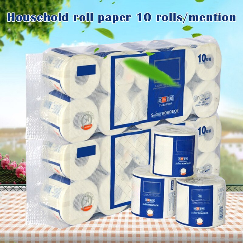10 Roll Toilet Paper Hotel Household Roll Paper 3-ply Nature Wood Pulp Bathroom Toilet Paper