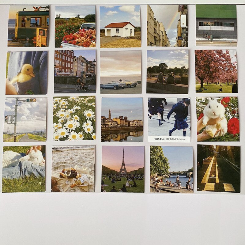 Ins Retro Interesting Decorative Card 5sheets Square Postcard Diy Collocation Background Wall Sticker Chic Photo Props