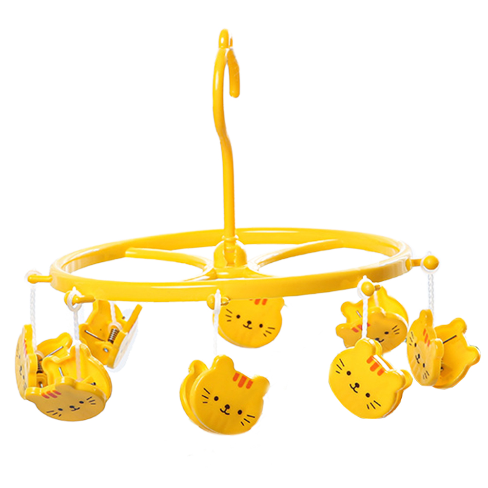 Underwear Clothes Hangers with Multi Clips Cute Socks Bra Hanger for Kids PP Balcony Wardrobe Closet Organizer: Yellow