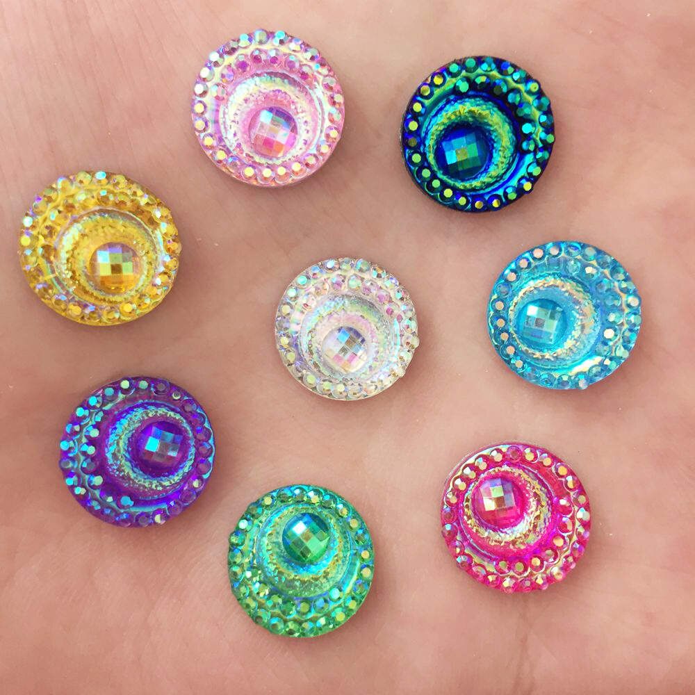 Résine AB ronde brillante pour les yeux | Bricolage, 80 pièces, 12mm AB, ornement de mariage plat avec des strass, K30A * 2, tendance