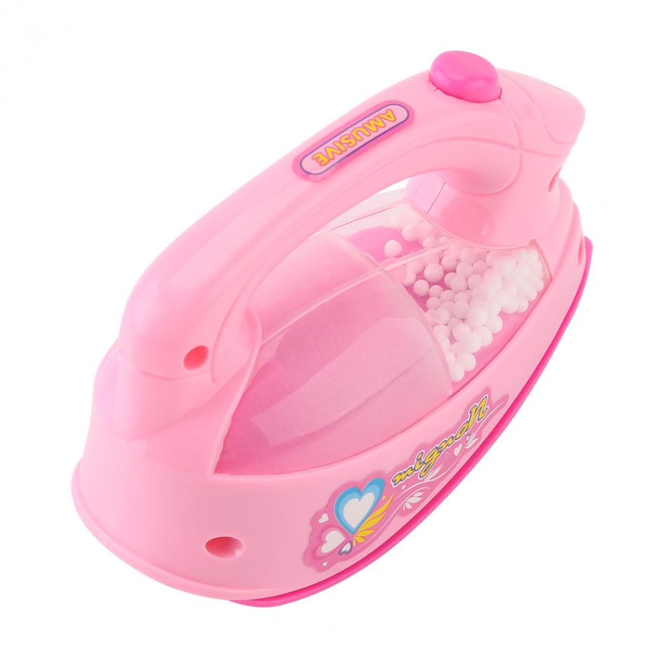 1Pc Pretend Play Mini Elektrische Ijzer Plastic Roze/Blauw Safrty Plastic Licht-Up Simulatie Kids Kinderen Meisje huishoudelijke Apparaten Speelgoed