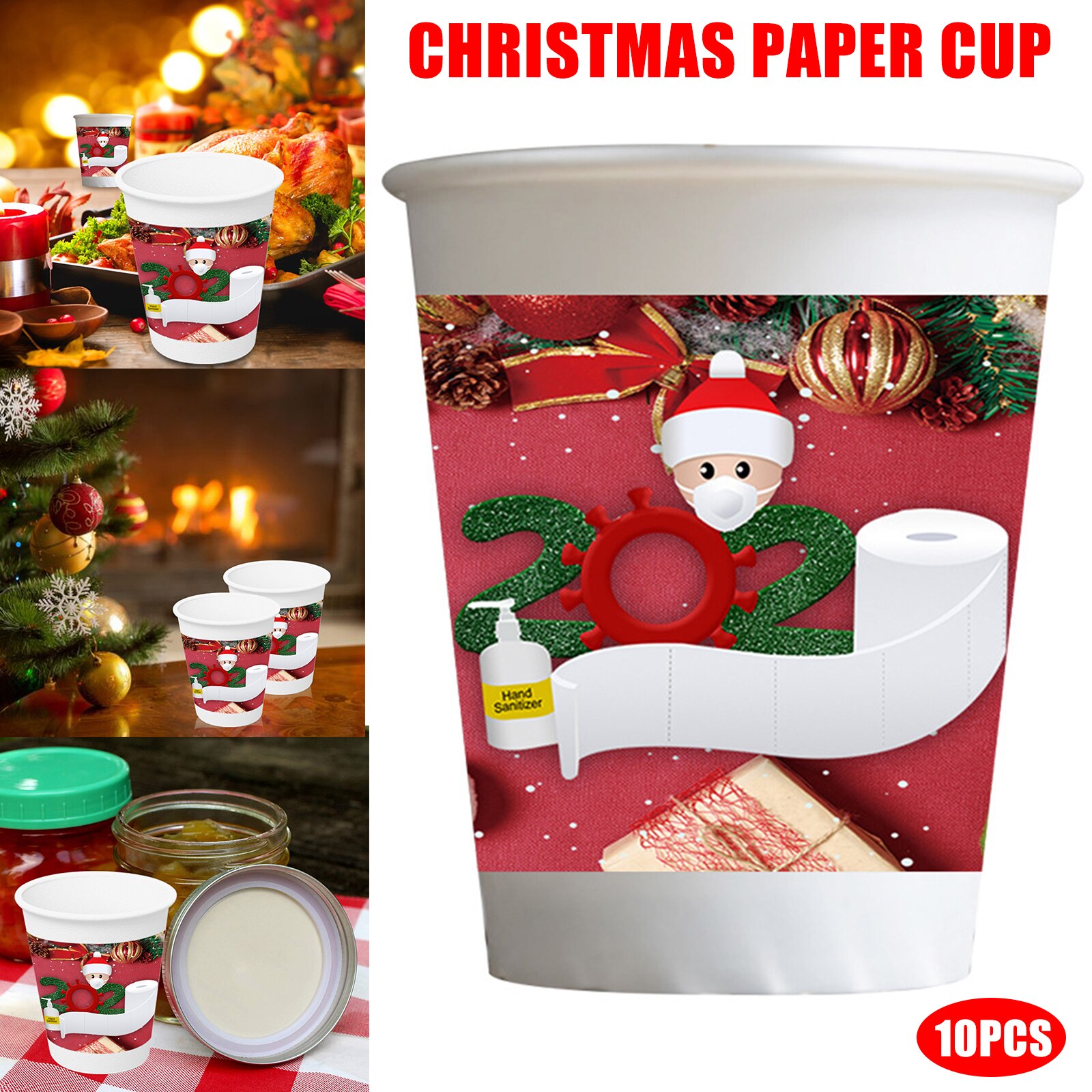 10PCS Christmas Paper Cups Christmas Decorations for Home Santa Disposable Cup Year Party Table Decor MDJ998