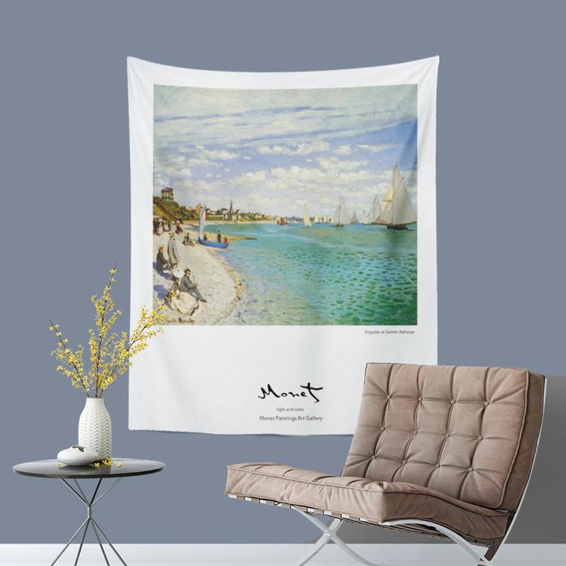 95 x 73cm wandkleed monet landschap schilderij achtergrondkleed noords eenvoudig decoratief wandtapijt