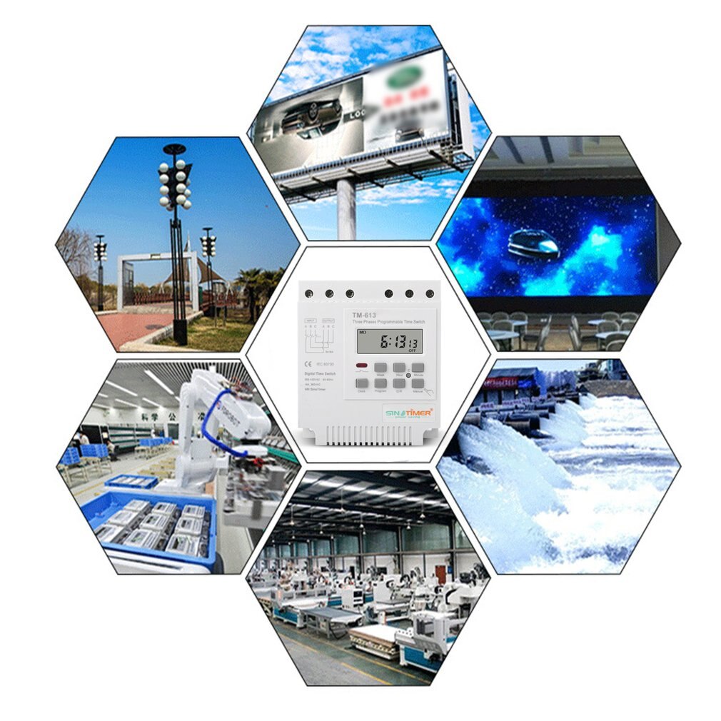 SINOTIMER TM613 380v trójfazowy programowalny przełącznik z podświetleniem Digtal wyłącznik czasowy na 7 dni-24 godziny