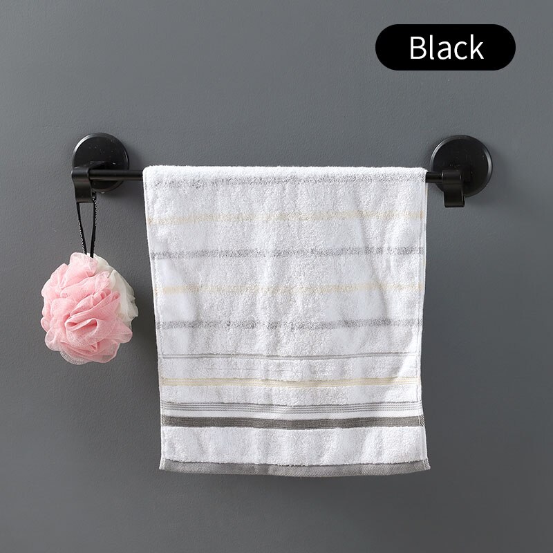 Slagfrit håndklædestativ badeværelse badeværelse rack håndklædestativ toilet sugekop nordisk simpelt hængende rack rack badeværktøj: Sort