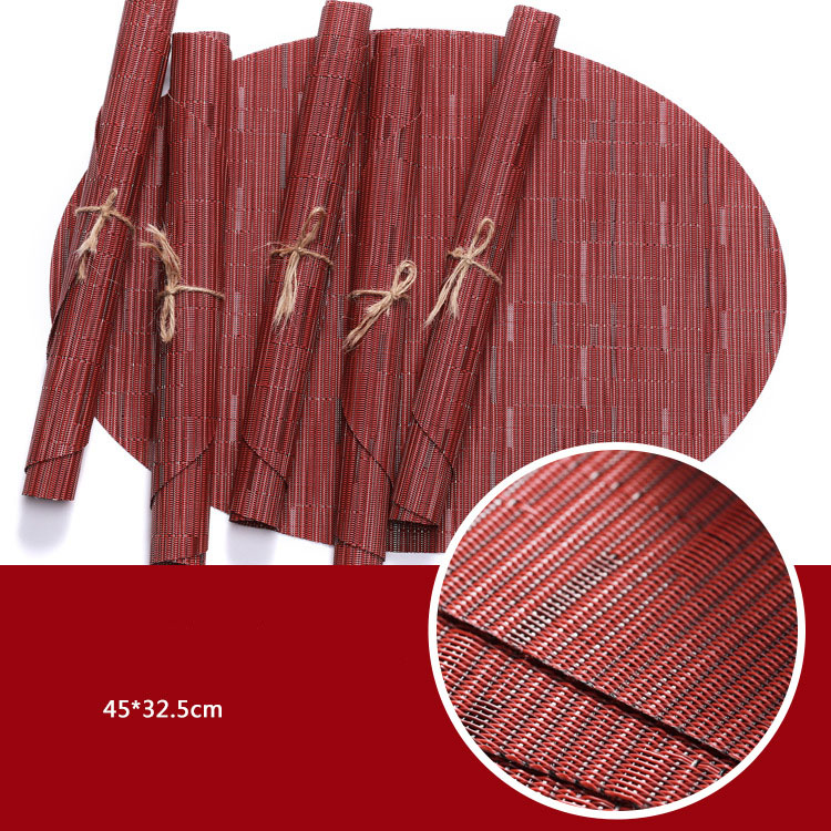 Oval Placemats Set of 4,PVC Vinyl Weave Place Mats,Wipeable Dining Table Placemats,Heat Resistant Table Mats,Indoor and Outdoor: Burgundy